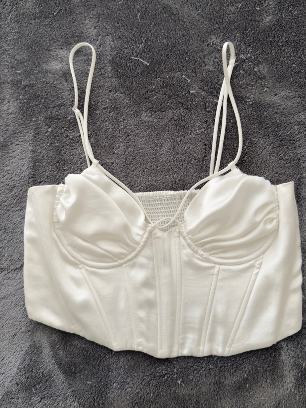 Zara White Satin Bustier Crop Top